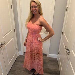 Pink Maxi Strapless Dress